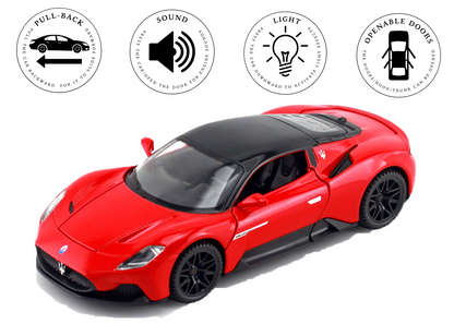 Mesarati MC20 1:32 Scale Alloy Metal Pull Back Toy car with Openable Doors Light Music