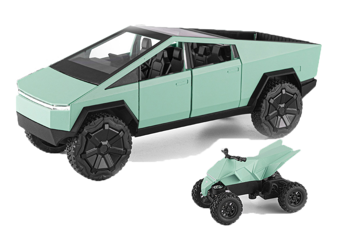 Teslaa Cyber Truck Pickup 1:24 Scale Diecast Car – Alloy Metal Toy with Pull-Back Action, Lights, Music & Openable Doors