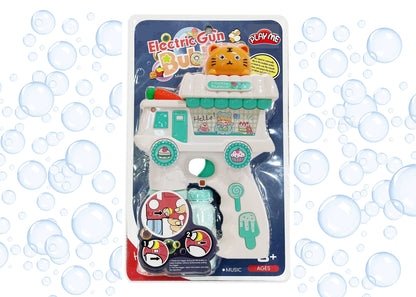 Electric Cat Bubble Gun Toy for Kids with Lights, Music & 2 Bubble Solution Bottles