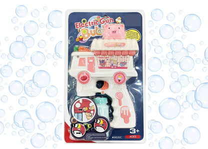 Electric Cat Bubble Gun Toy for Kids with Lights, Music & 2 Bubble Solution Bottles