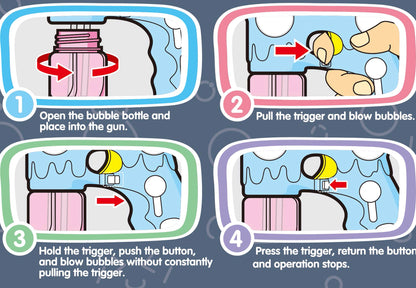 Electric Cat Bubble Gun Toy for Kids with Lights, Music & 2 Bubble Solution Bottles