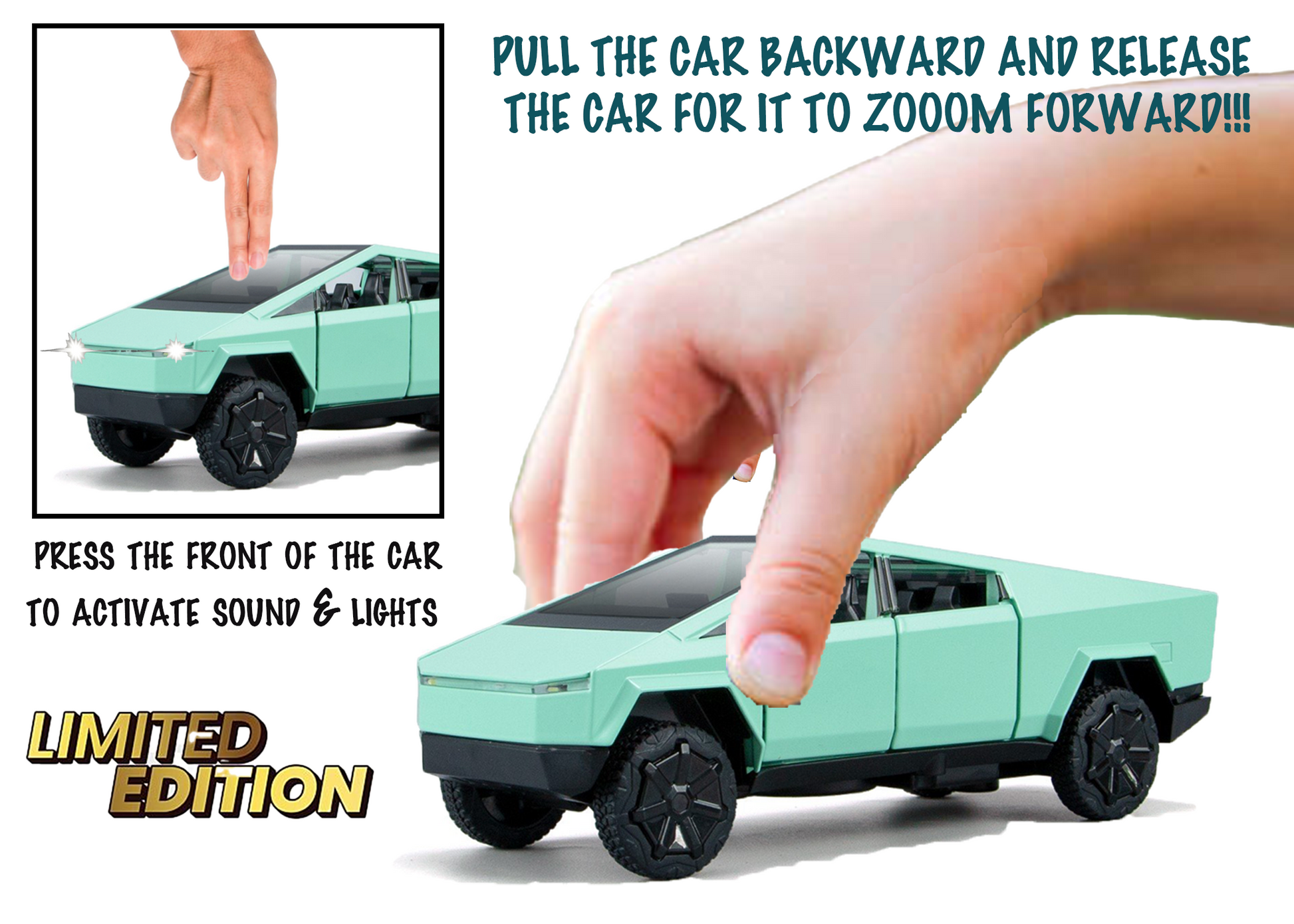 Tesla Cyber Truck Limited Edition 1:32 Scale Metal Pull Back Toy car with Openable Doors, Light & Engine Sound - Image 16