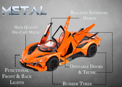 Apollo Limited Edition 1:32 Scale Metal Pull Back Toy car with Openable Doors, Light & Engine Sound