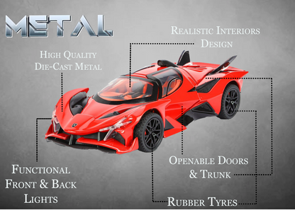 Apollo Limited Edition 1:32 Scale Metal Pull Back Toy car with Openable Doors, Light & Engine Sound