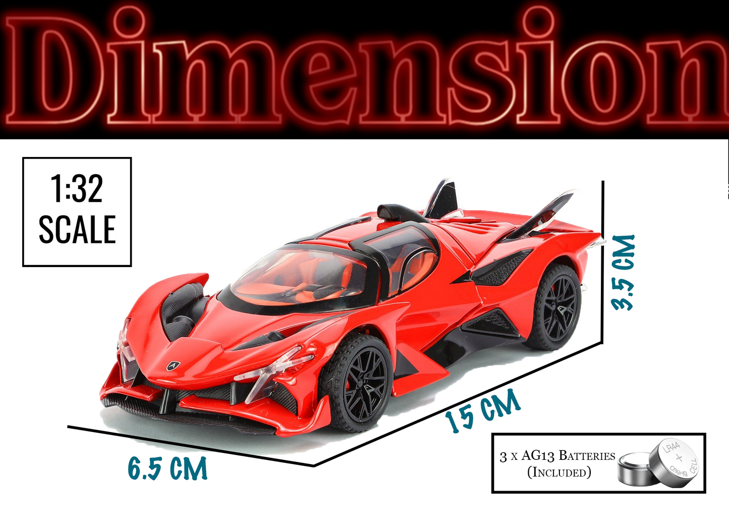 Apollo Limited Edition 1:32 Scale Metal Pull Back Toy car with Openable Doors, Light & Engine Sound