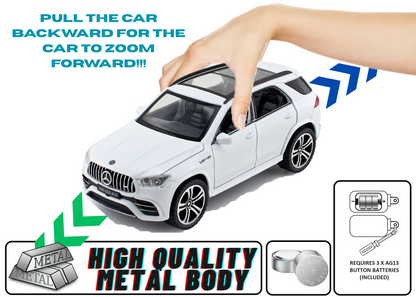 Mercadez Benz GLE G63 1:32 Scale Alloy Metal Pullback Toy car with Openable Doors Light Music