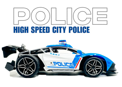 Remote Control Police Car Toy 1:16 Scale RC Car with Lights, Siren & Mist Spray