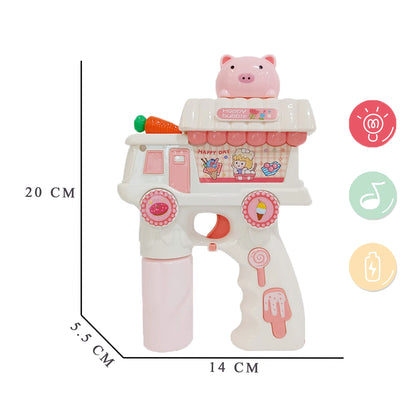 Electric Cat Bubble Gun Toy for Kids with Lights, Music & 2 Bubble Solution Bottles