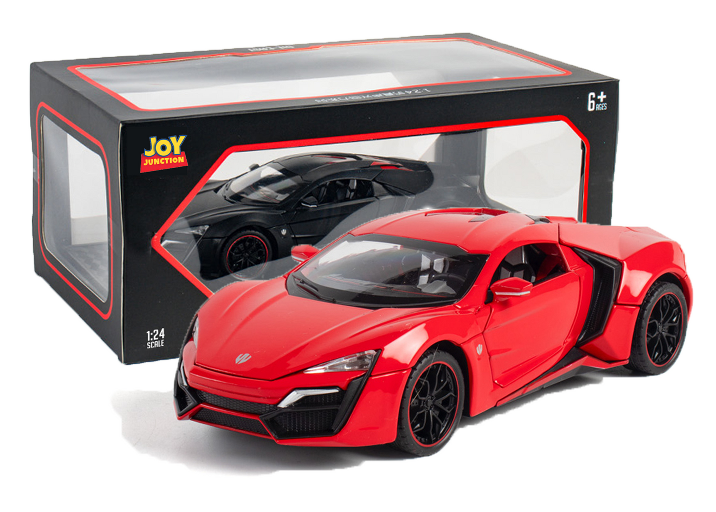 Lykann Hypersportt 1:24 Scale Diecast Toy Car – Metal Pull-Back Supercar with Lights, Music & Opening Doors