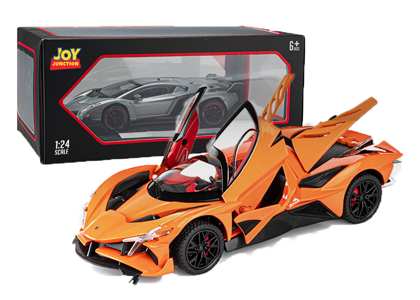 Apolloo EVO Metal Diecast Toy Car – 1:24 Scale Pull Back Model with Lights, Sound & Openable Doors