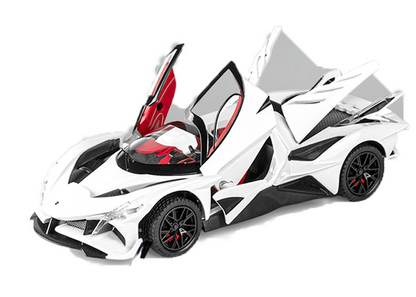 Apolloo EVO Metal Diecast Toy Car – 1:24 Scale Pull Back Model with Lights, Sound & Openable Doors