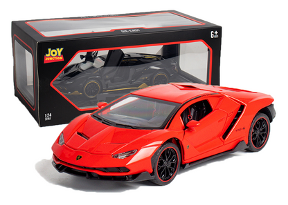 Lambo 1:24 Scale Die-cast Pull Back Toy Car with Lights, Music & Openable Doors