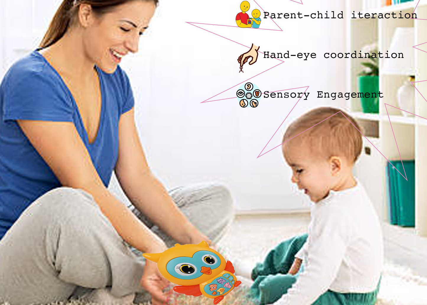 Owl Musical Toy with LED Lights & Animal Sounds – Early Development Crawling Toy - Image 9