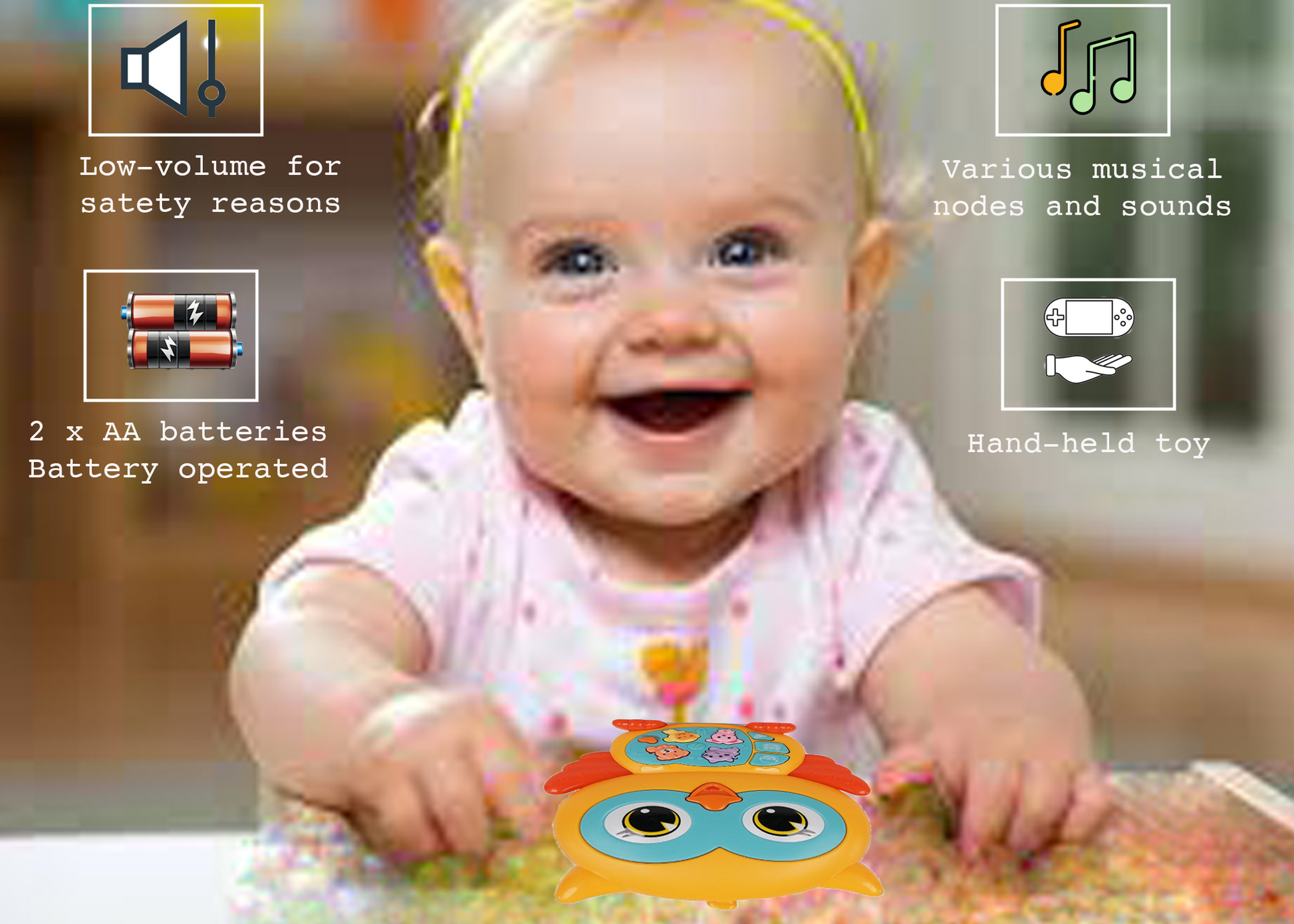 Owl Musical Toy with LED Lights & Animal Sounds – Early Development Crawling Toy - Image 10