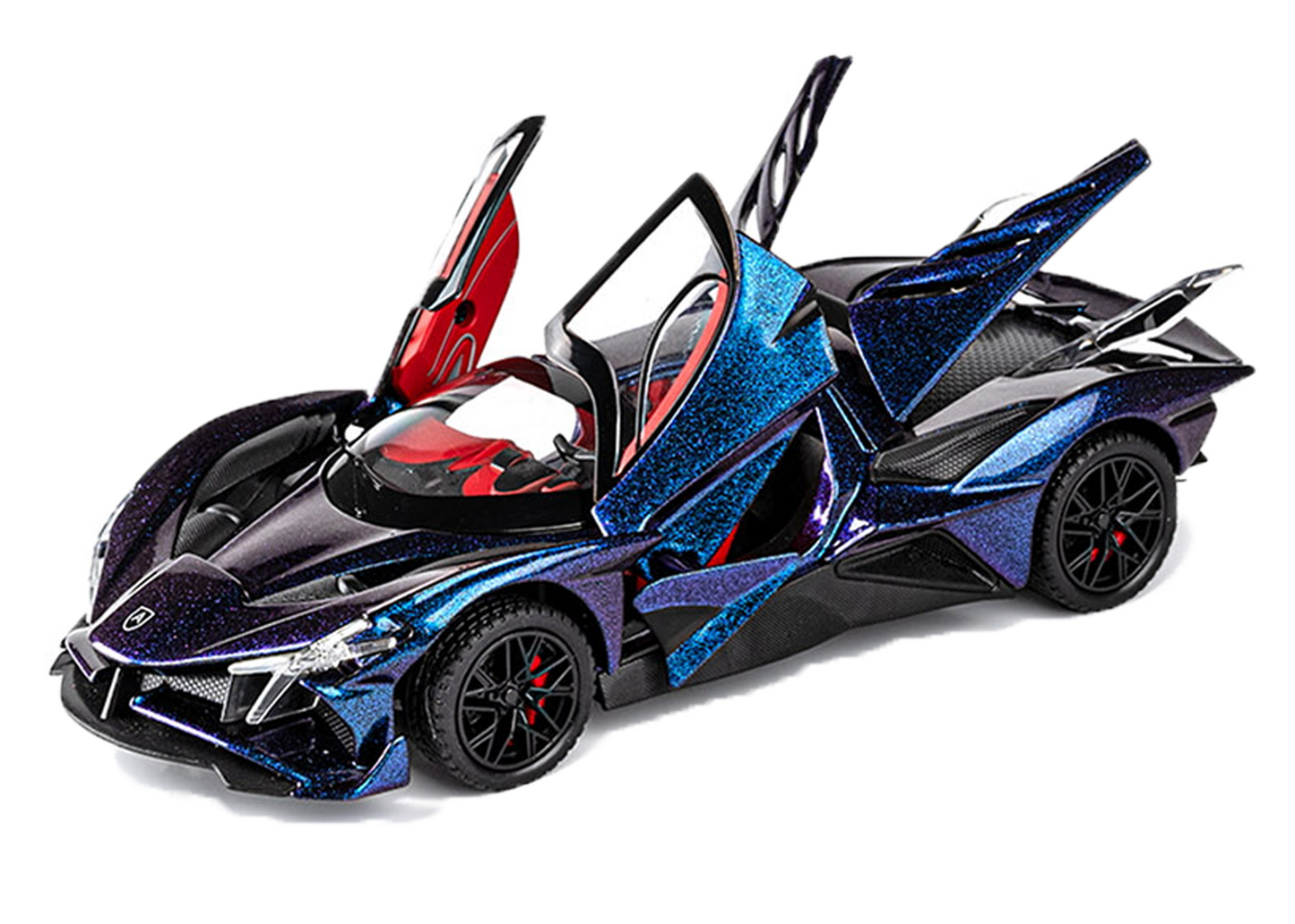 Apolloo EVO Metal Diecast Toy Car – 1:24 Scale Pull Back Model with Lights, Sound & Openable Doors