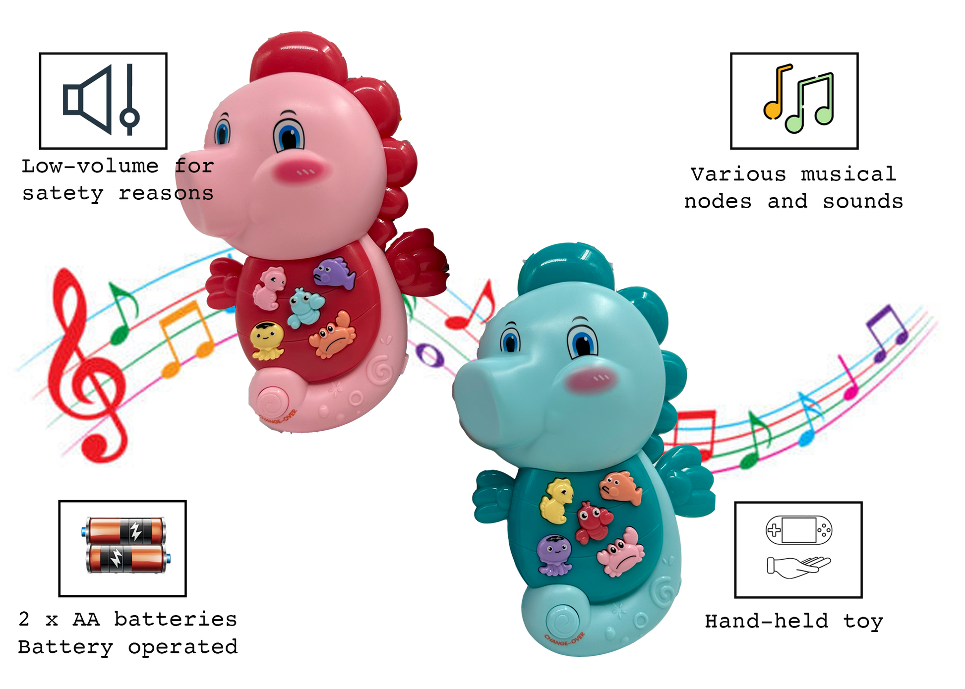 Sea Horse Musical Toy with LED Lights & Animal Sounds – Early Development Crawling Toy - Image 8