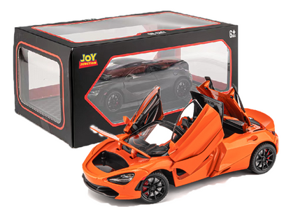 McLaren 720s Convertible Version 1:24 Scale Alloy Metal Pullback Toy car with Openable Doors Light Music