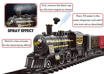 Electric Toy Train Set with Tracks, Steam, Light & Sound – 100 cm Battery Operated Train Toy for Kids