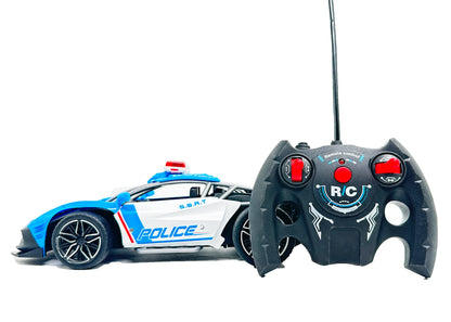 Remote Control Police Car Toy 1:16 Scale RC Car with Lights, Siren & Mist Spray