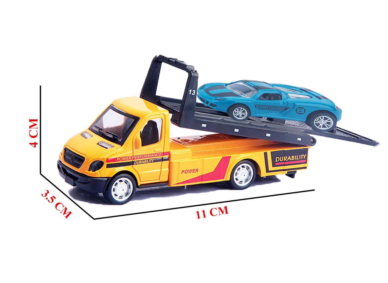 Alloy Die-Cast Tractor Trailer Pull Back Carrier Vehicle Metal Truck with Car Convertable Hood Truck - Image 7