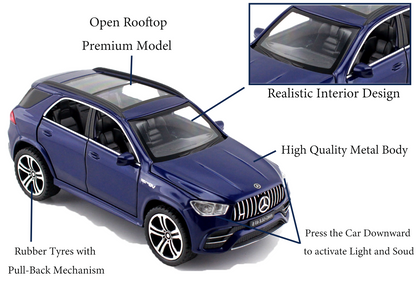 Mercadez Benz GLE G63 1:32 Scale Alloy Metal Pullback Toy car with Openable Doors Light Music