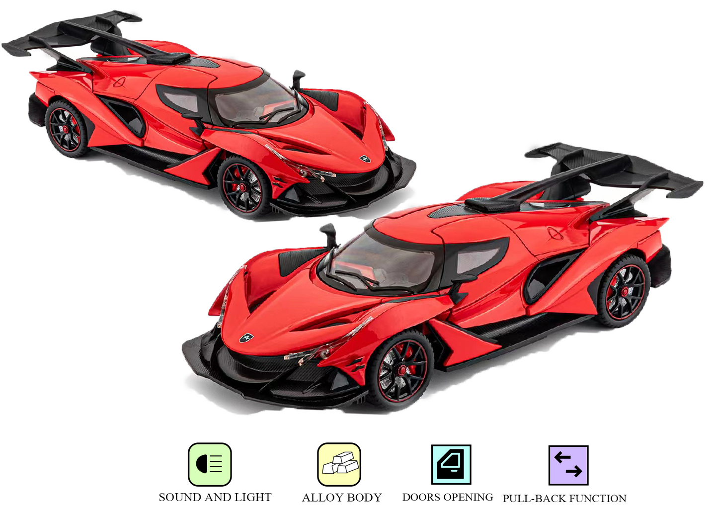 Apolloo IE CZ161 1:24 Scale Die-cast Alloy Toy Car with Lights, Sound & Openable Doors