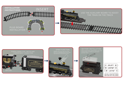 Electric Toy Train Set with Tracks, Steam, Light & Sound – 100 cm Battery Operated Train Toy for Kids