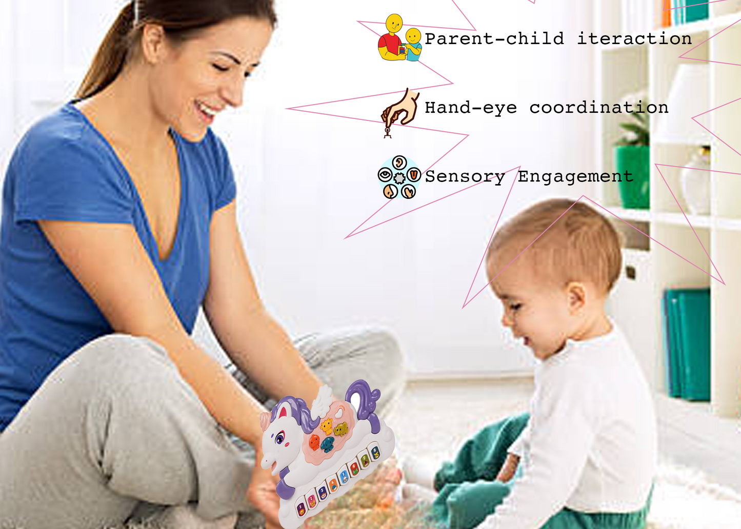 Unicorn Musical Toy with LED Lights & Animal Sounds – Early Development Crawling Toy - Image 9