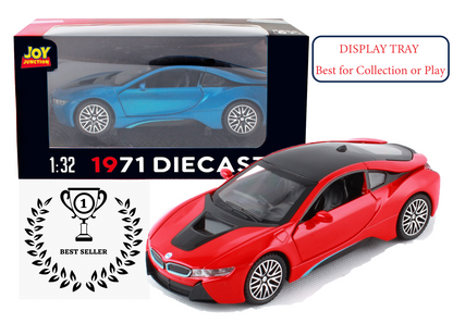 BMW I8 1:32 Scale Alloy Metal Pullback Toy car with Openable Doors Light Music