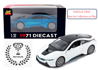BMW I8 1:32 Scale Alloy Metal Pullback Toy car with Openable Doors Light Music