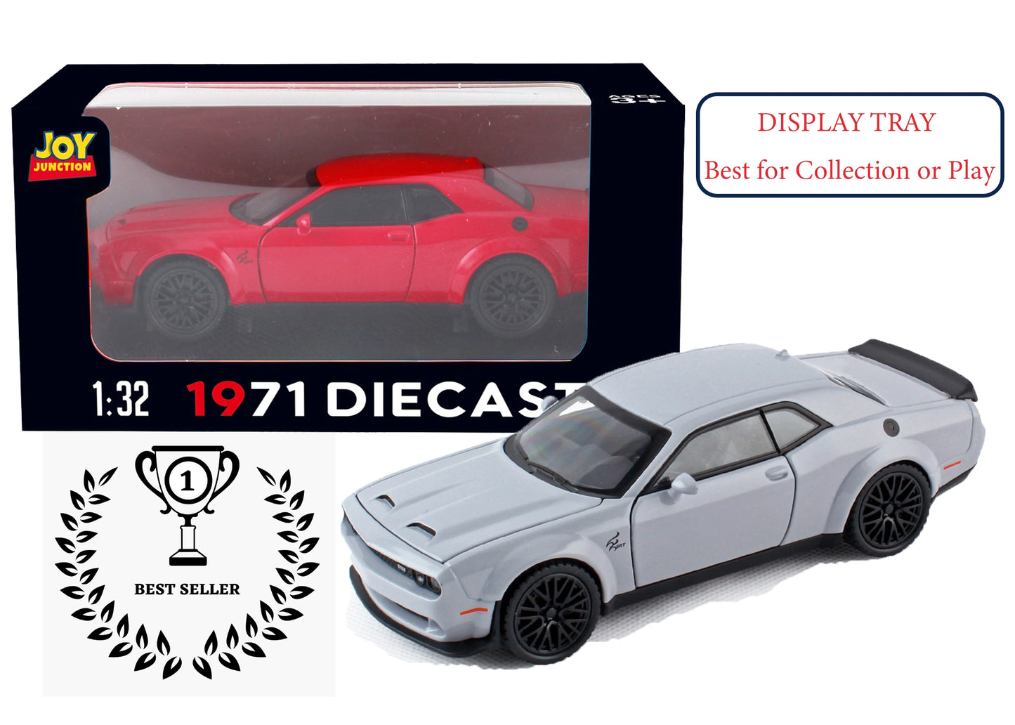 Dodgee Challengerr HellKat 1:32 Scale Diecast Pull Back Toy Car with Openable Doors, Lights & Engine Sound