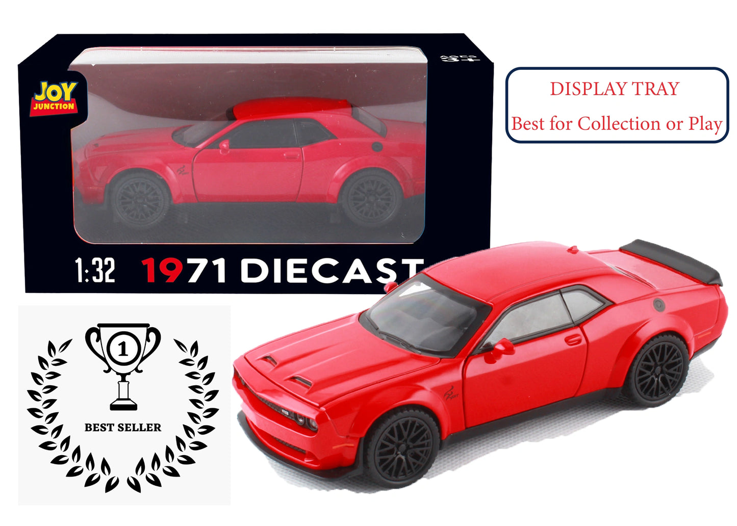 Dodgee Challengerr HellKat 1:32 Scale Diecast Pull Back Toy Car with Openable Doors, Lights & Engine Sound