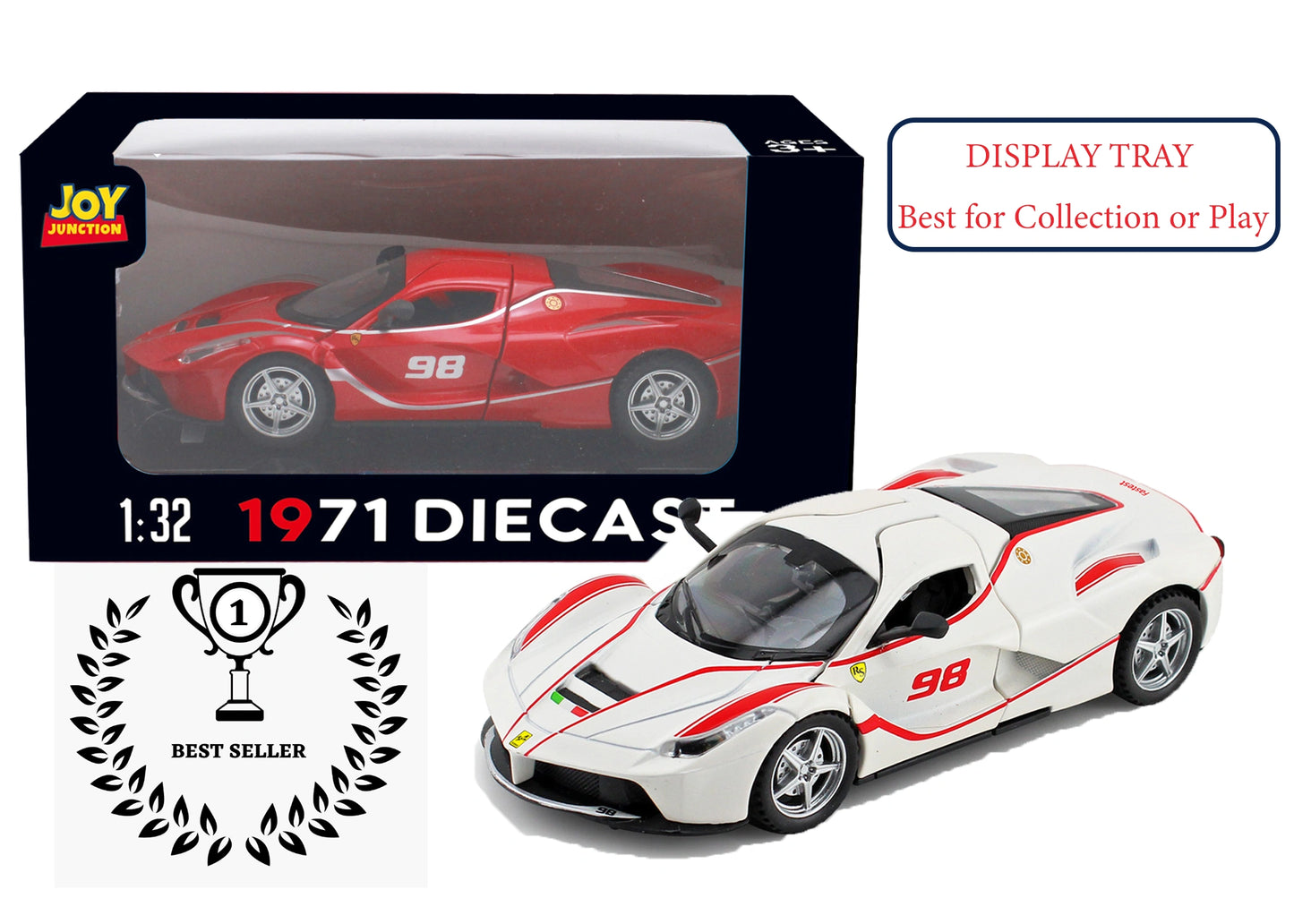 Ferari FXXXK 1:32 Scale Diecast Pull Back Toy Car with Openable Doors, Lights & Engine Sound