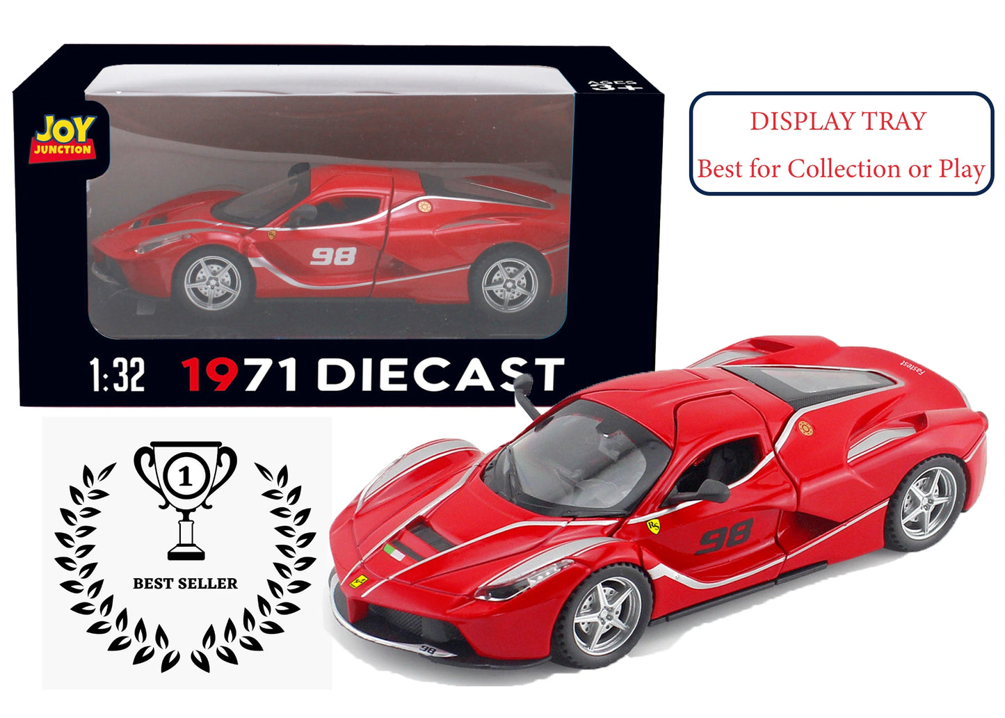 Ferari FXXXK 1:32 Scale Diecast Pull Back Toy Car with Openable Doors, Lights & Engine Sound