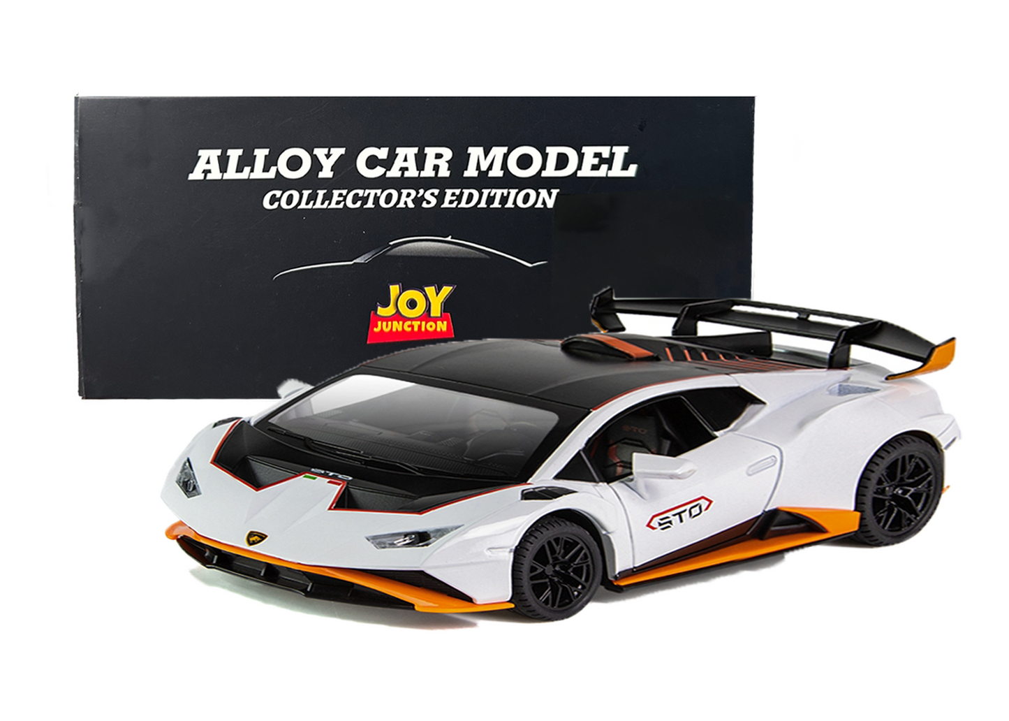 Lambo Hurracan STO Metal Toy Car – 1:24 Die-Cast Pull-Back Model with Openable Doors, Light and Sound