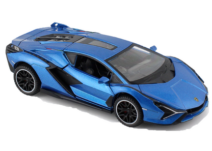 Lambhorgini SIAN Model Car Exclusive Alloy Metal Pull Back Die-cast Car Metal Pullback Toy car with Openable Doors Light Sound