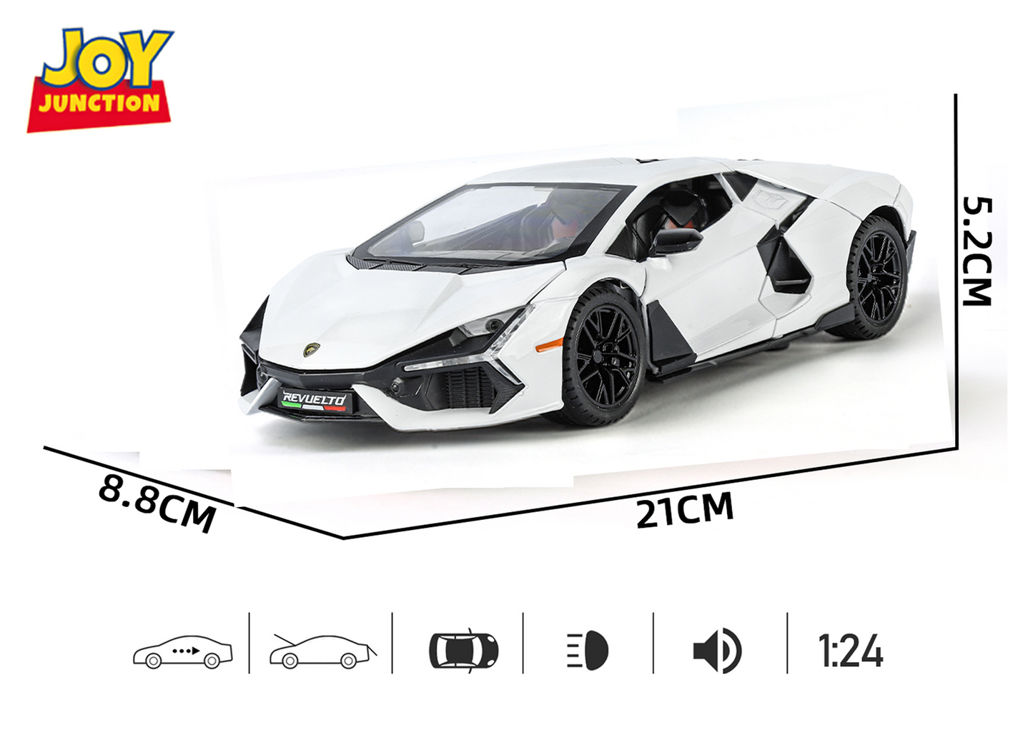 Lamborghini Daniel Street 1:24 Scale Alloy Metal Pullback Toy car with Openable Doors Light Music