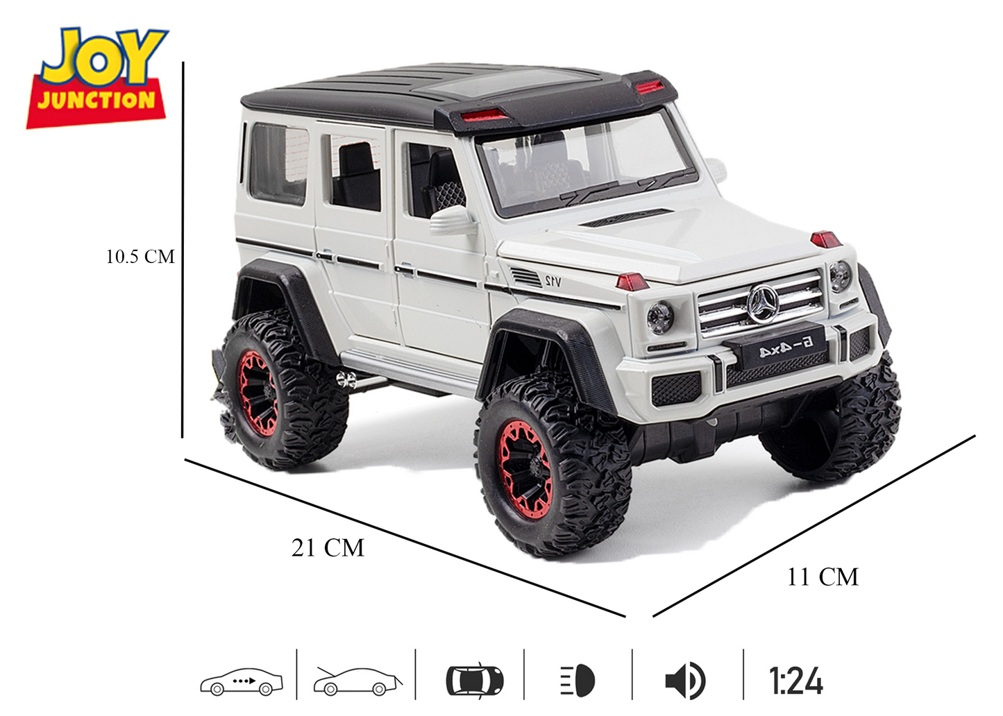 Mercedes-Benz G500 1:24 Scale Alloy Metal Pullback Toy car with Display Box, Openable Doors Light Music