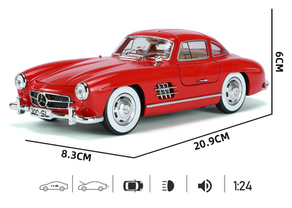 Mercediz-Benzz 300 SL Metal Toy Car – 1:24 Die-Cast Pull-Back Model with Lights, Sound & Openable Doors
