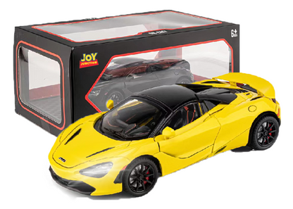 McLaren 720s Convertible Version 1:24 Scale Alloy Metal Pullback Toy car with Openable Doors Light Music