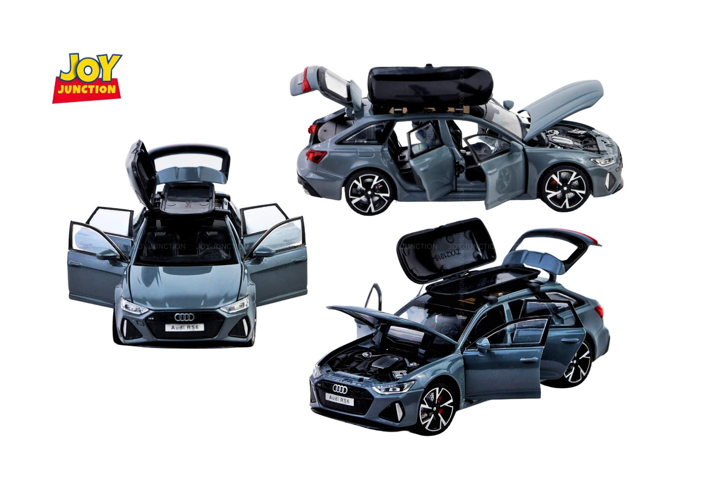 Audii RS-6 1:32 Scale Diecast Pull Back Toy Car with Openable Doors, Lights & Engine Sound