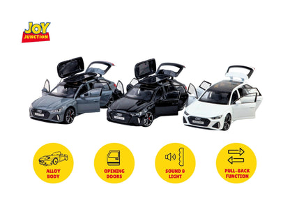 Audii RS-6 1:32 Scale Diecast Pull Back Toy Car with Openable Doors, Lights & Engine Sound