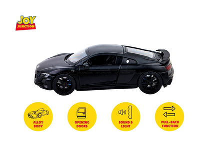 Audii R8 Diecast Car 1:32 Scale – Metal Model with Lights, Sound & Pull-Back Action