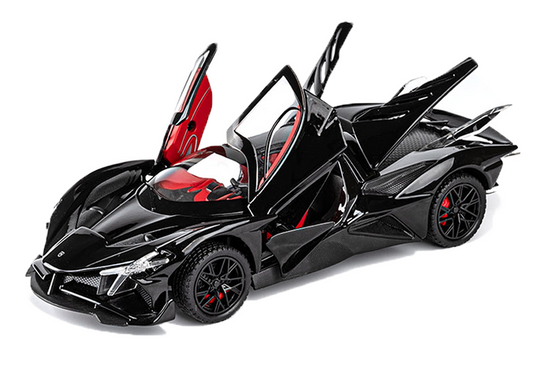 Apolloo EVO Metal Diecast Toy Car – 1:24 Scale Pull Back Model with Lights, Sound & Openable Doors