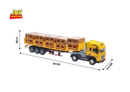 1:24 Scale Cargo Transporter Truck Toy with Pull Back Action & Trailer