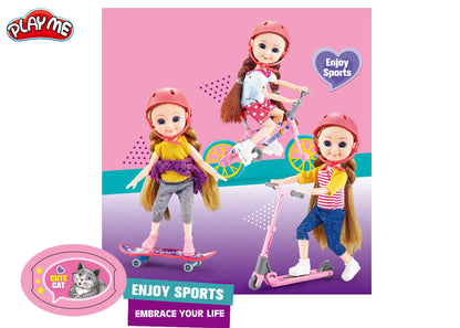 Diana Doll with Scooter, Skateboard, Cycling