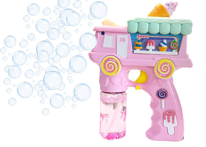 Electric Bubble Gun Toy for Kids with Lights, Music & Ice Cream Design – Bubble Shooter with 2 Bubble Liquid Bottles