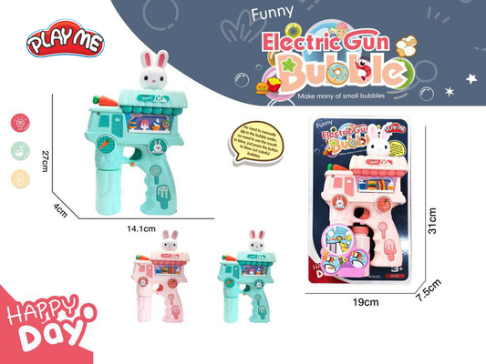 Electric Bunny Bubble Gun Toy for Kids with Lights, Music & 2 Bubble Bottles