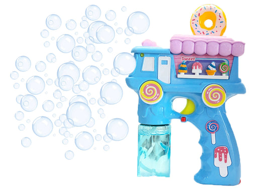 Electric Donut Bubble Gun Toy for Kids with Lights, Music & 2 Bubble Solution Bottles