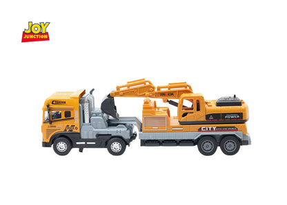 1:24 Scale Die-Cast Engineering Truck with Detachable Trailer & Mini Construction Vehicle – Pull-Back Alloy Toy for Kids
